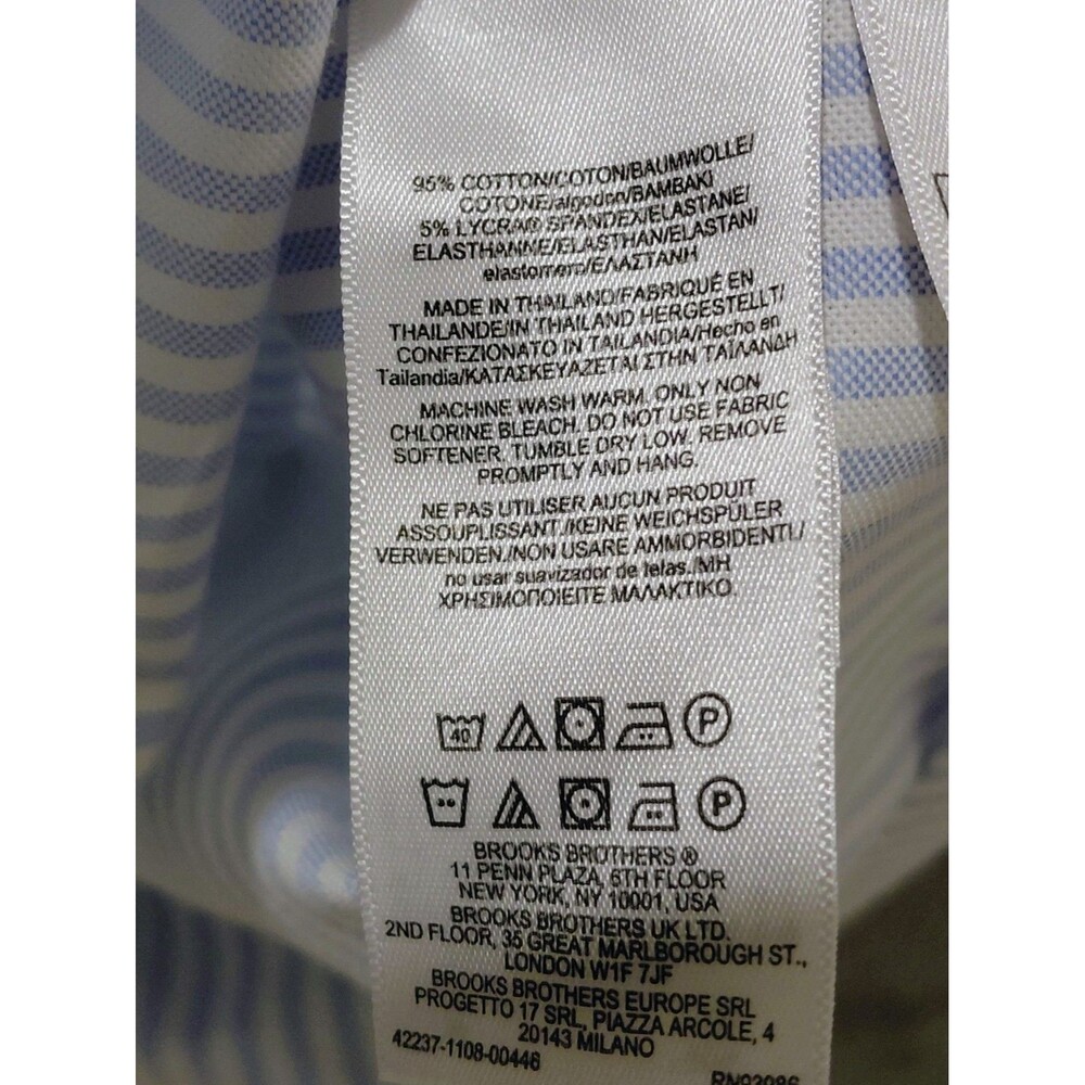 Brooks Brothers Non-Iron Stretch Oxford Short Sleeve Shirt Men's Medium Blue - Picture 6 of 8